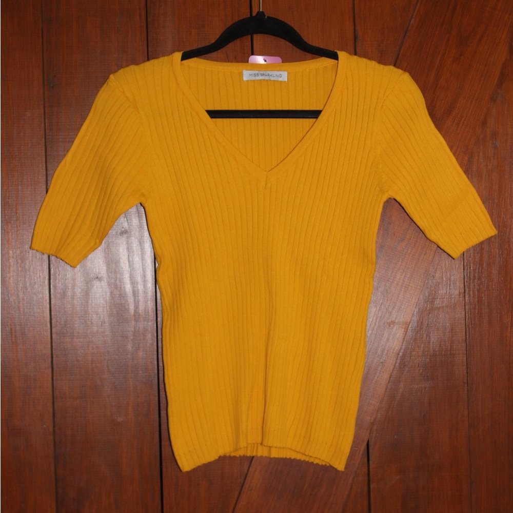 New Mustard V neck top